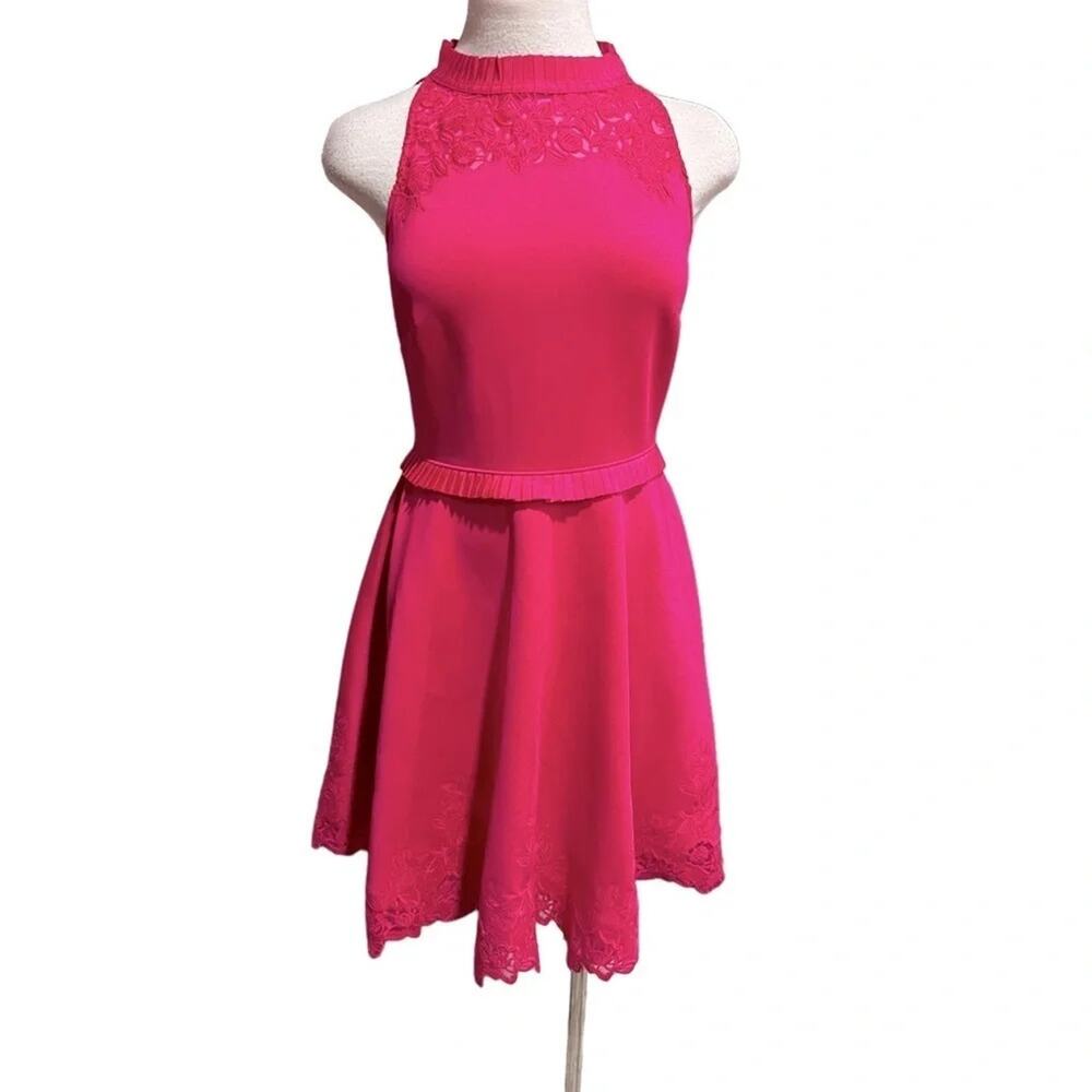 Ted Baker London Zaffton Fit & Flare Skater Dress Fuchsia Size 2 - Picture 4 of 14